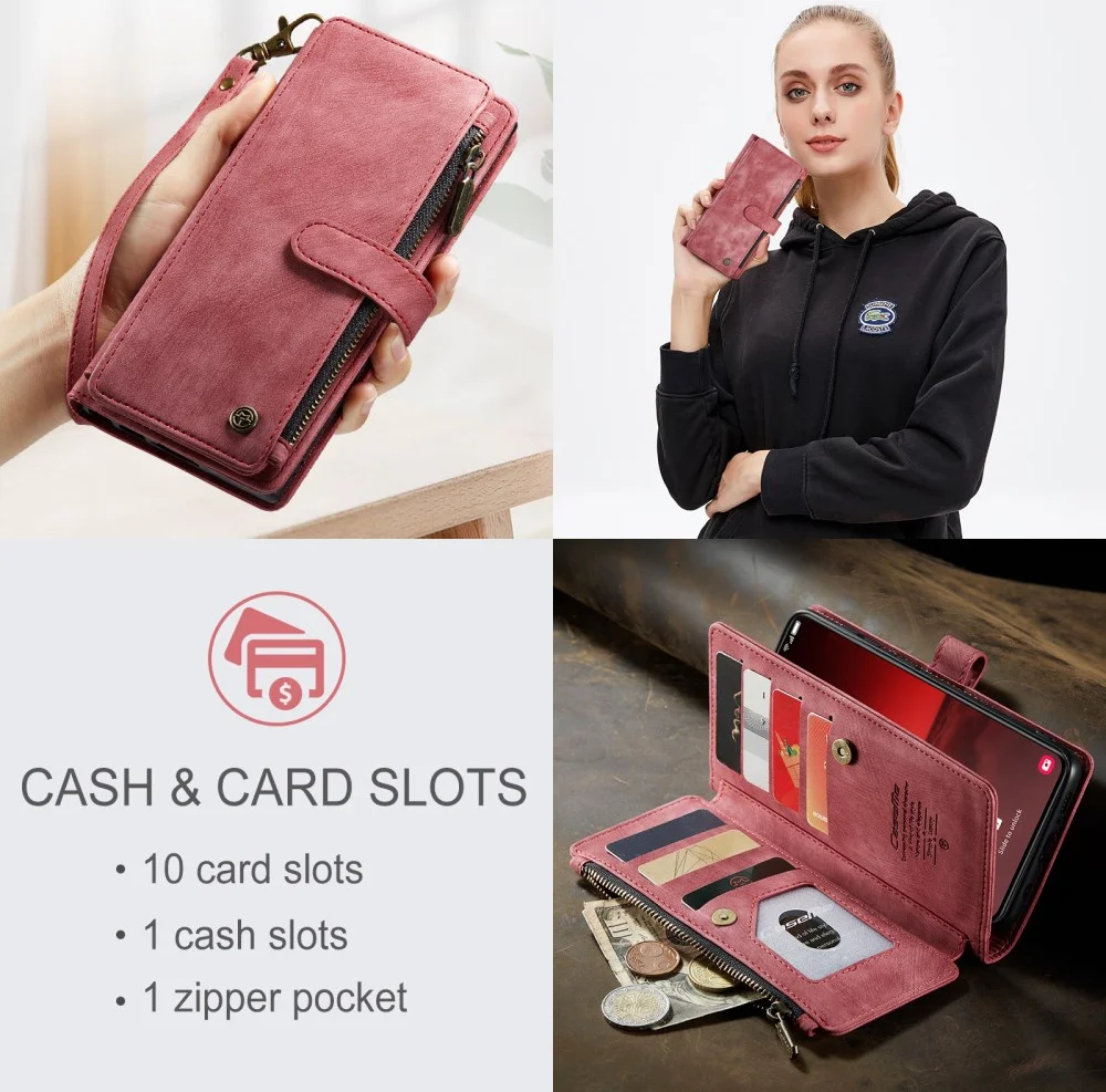 CaseMe C30 Samsung Galaxy S23 Hoesje Pasjeshouder Book Case Rood afbeelding 8