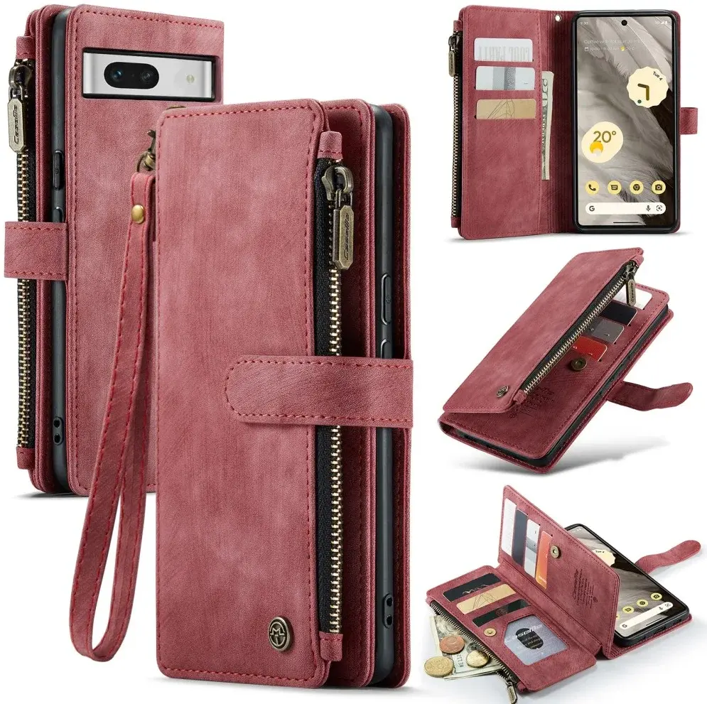 CaseMe C30 Google Pixel 7a Hoesje Pasjeshouder Book Case Rood afbeelding 13
