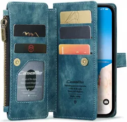 CaseMe C30 Apple iPhone 14 Hoesje Pasjeshouder Book Case Blauw afbeelding