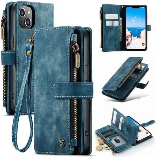 CaseMe C30 Apple iPhone 14 Hoesje Pasjeshouder Book Case Blauw afbeelding 3