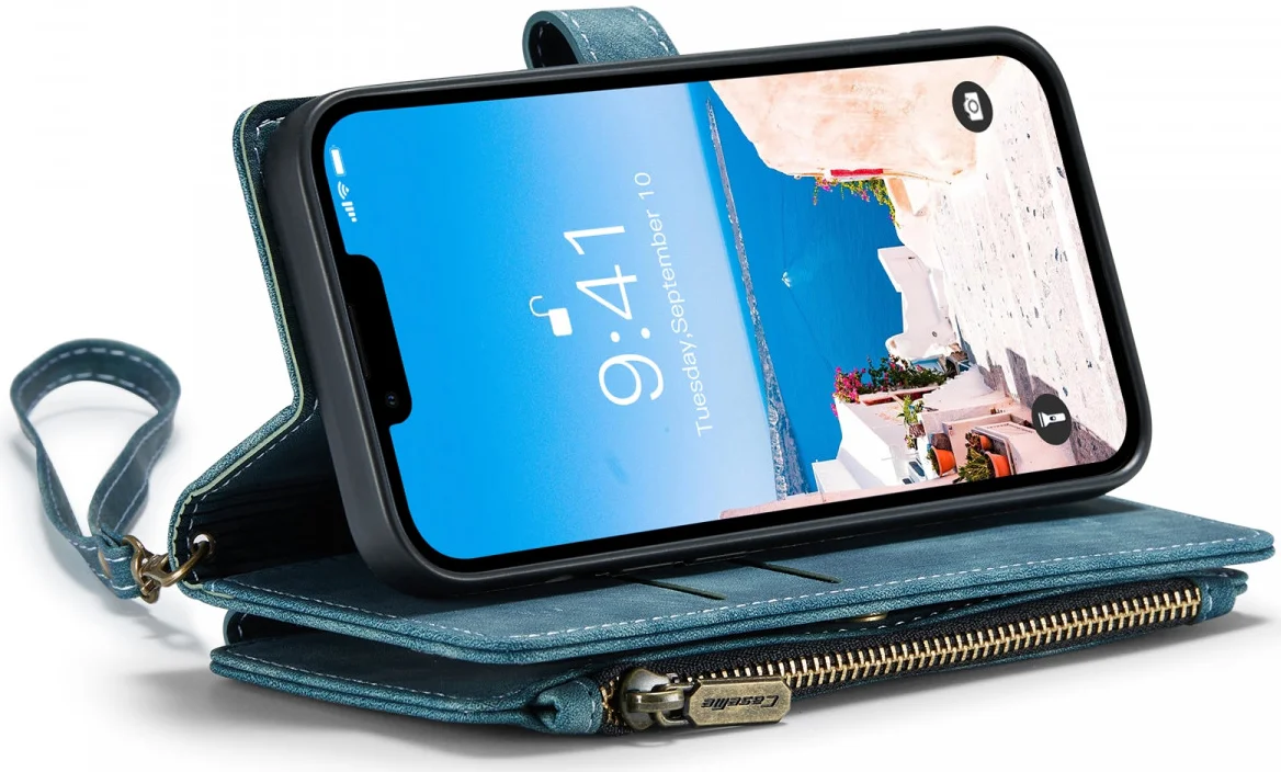 CaseMe C30 Apple iPhone 14 Hoesje Pasjeshouder Book Case Blauw afbeelding 4