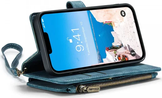 CaseMe C30 Apple iPhone 14 Hoesje Pasjeshouder Book Case Blauw afbeelding 4
