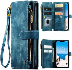 CaseMe C30 Apple iPhone 15 Hoesje Pasjeshouder Book Case Blauw afbeelding