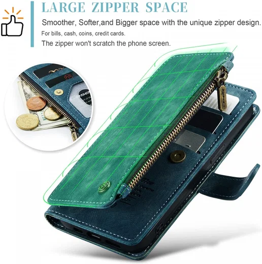 CaseMe C30 Apple iPhone 15 Hoesje Pasjeshouder Book Case Blauw afbeelding 4