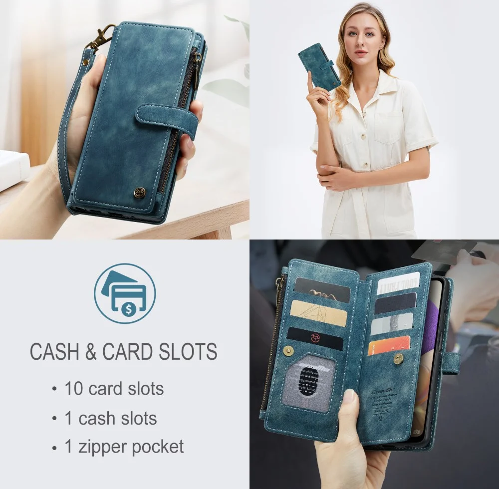CaseMe C30 Samsung Galaxy A23 Hoesje Pasjeshouder Book Case Blauw afbeelding 3