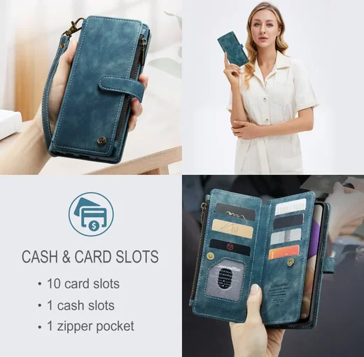 CaseMe C30 Samsung Galaxy A23 Hoesje Pasjeshouder Book Case Blauw afbeelding 3