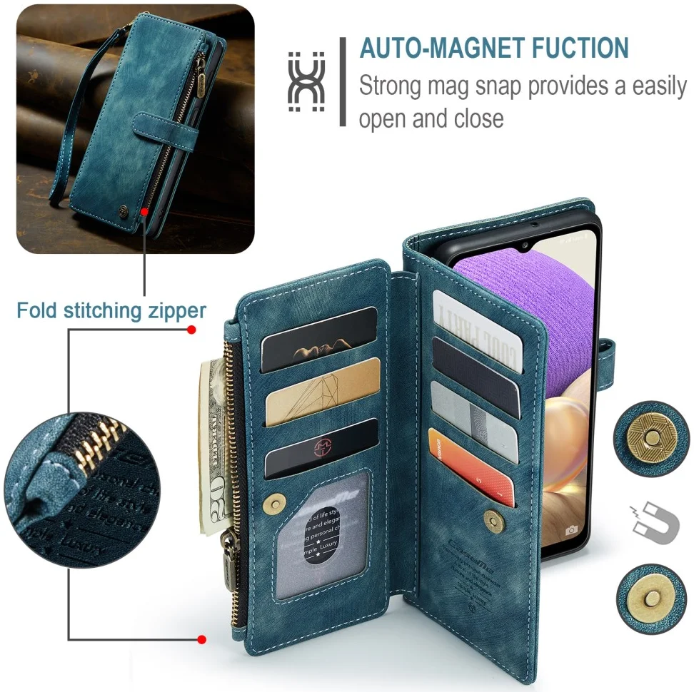 CaseMe C30 Samsung Galaxy A23 Hoesje Pasjeshouder Book Case Blauw afbeelding 6