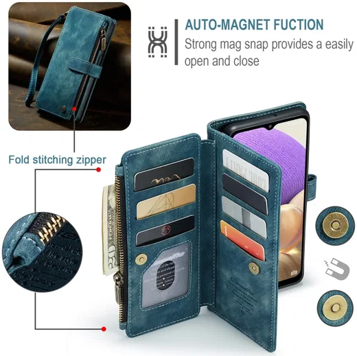 CaseMe C30 Samsung Galaxy A23 Hoesje Pasjeshouder Book Case Blauw afbeelding 6