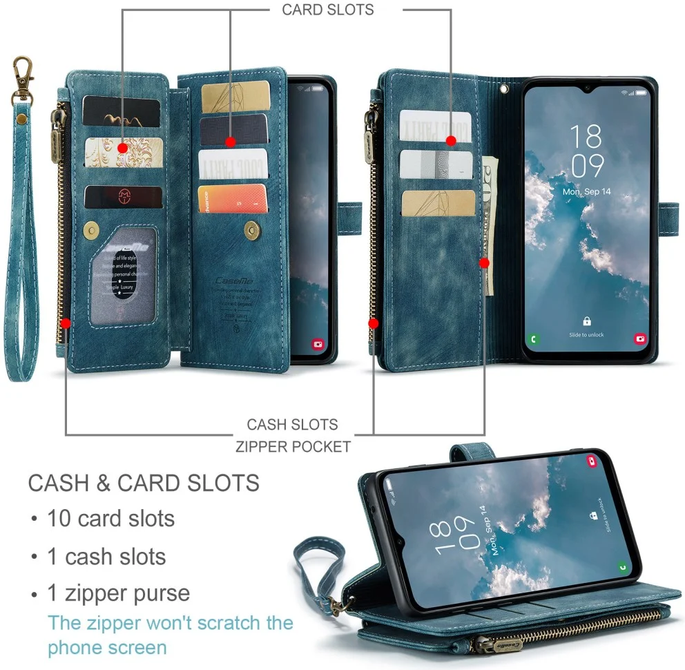 CaseMe C30 Samsung Galaxy A34 Hoesje Pasjeshouder Book Case Blauw afbeelding 3