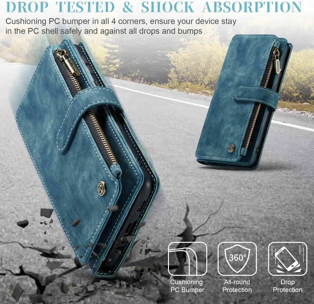 CaseMe C30 Samsung Galaxy A34 Hoesje Pasjeshouder Book Case Blauw afbeelding 5