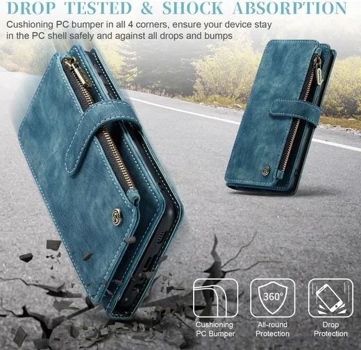CaseMe C30 Samsung Galaxy A34 Hoesje Pasjeshouder Book Case Blauw afbeelding 5