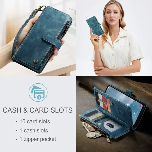 CaseMe C30 Samsung Galaxy A34 Hoesje Pasjeshouder Book Case Blauw afbeelding 8
