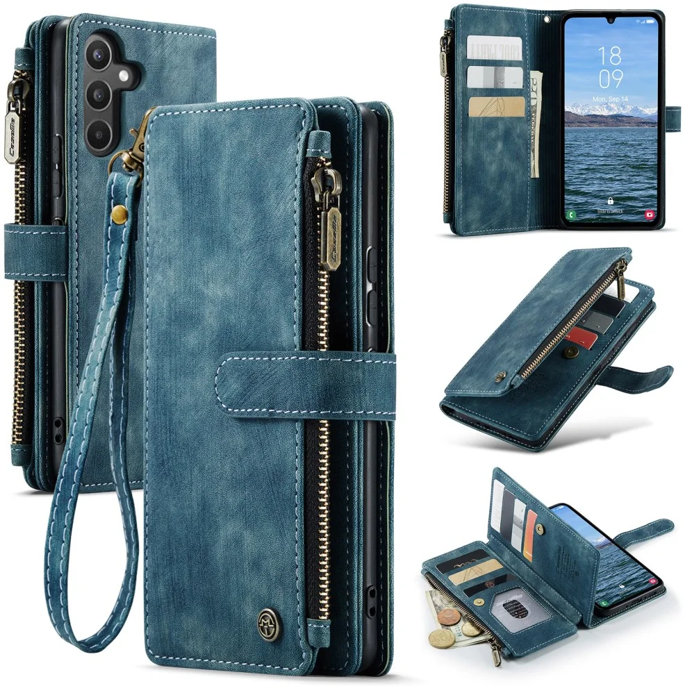 CaseMe C30 Samsung Galaxy A34 Hoesje Pasjeshouder Book Case Blauw afbeelding 9