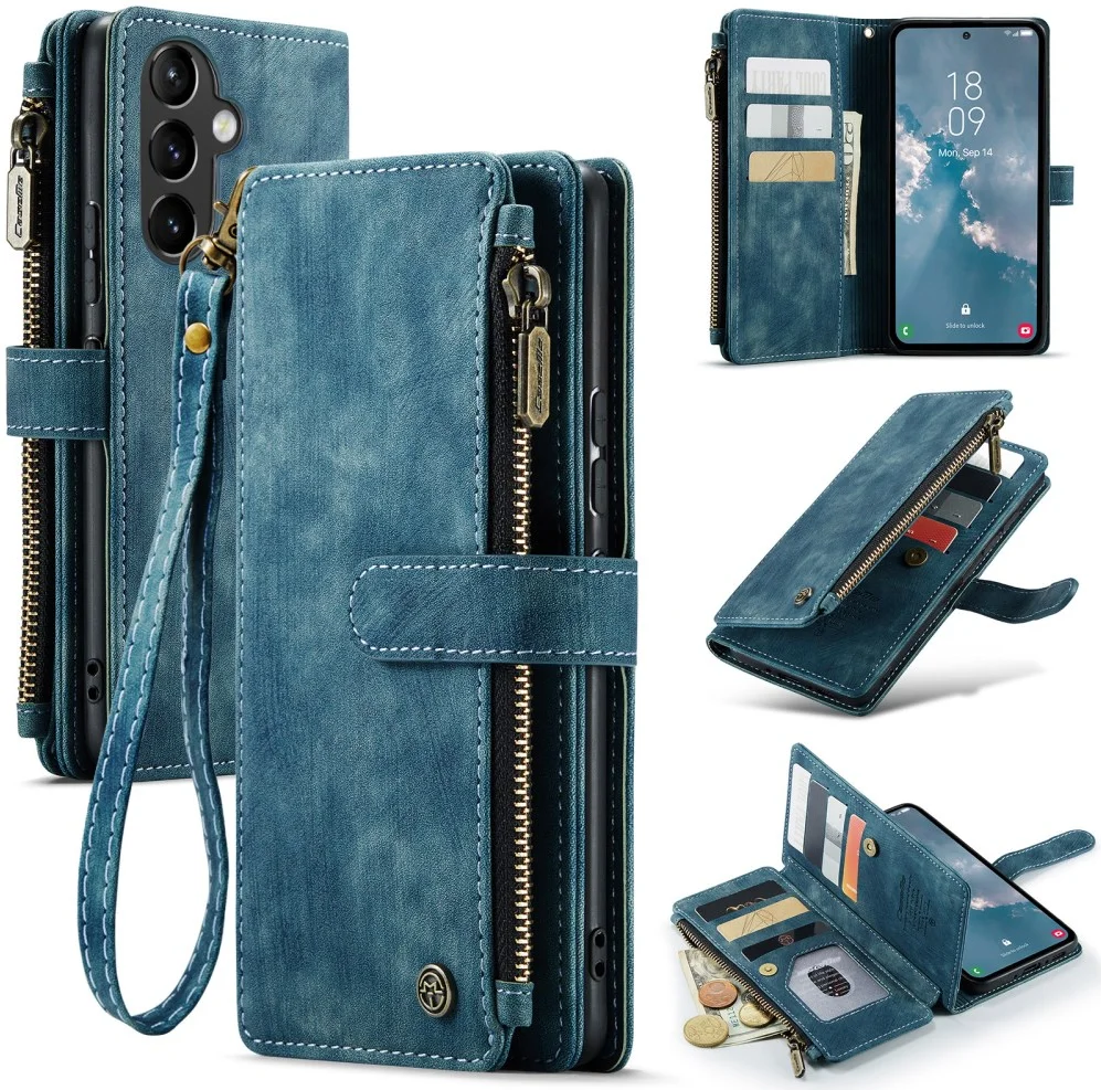 CaseMe C30 Samsung Galaxy A54 Hoesje Pasjeshouder Book Case Blauw afbeelding 9