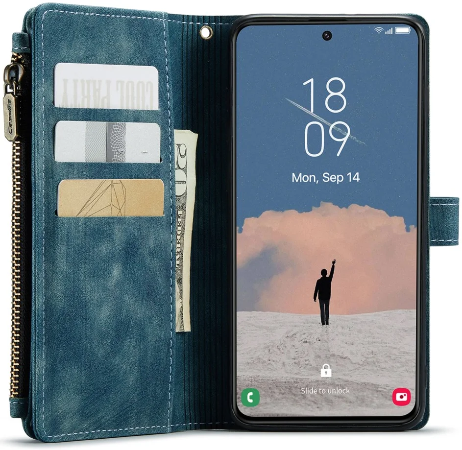 CaseMe C30 Samsung Galaxy S23 Hoesje Pasjeshouder Book Case Blauw afbeelding 2