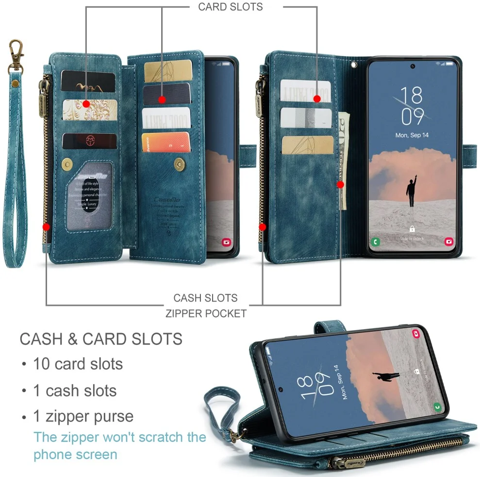 CaseMe C30 Samsung Galaxy S23 Hoesje Pasjeshouder Book Case Blauw afbeelding 3