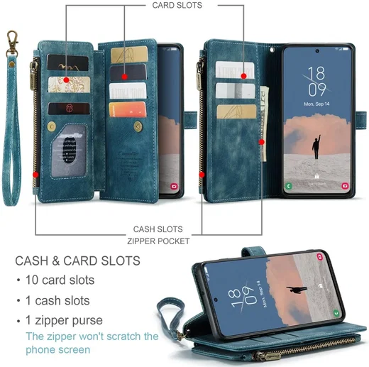 CaseMe C30 Samsung Galaxy S23 Hoesje Pasjeshouder Book Case Blauw afbeelding 3