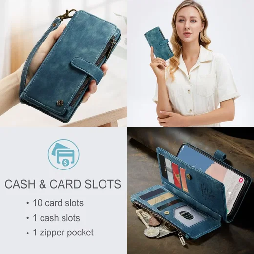 CaseMe C30 Samsung Galaxy S23 Hoesje Pasjeshouder Book Case Blauw afbeelding 8
