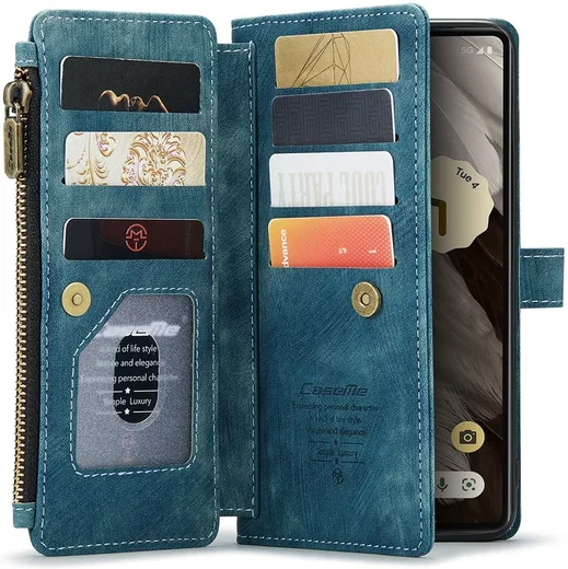 CaseMe C30 Google Pixel 7a Hoesje Pasjeshouder Book Case Blauw afbeelding 1