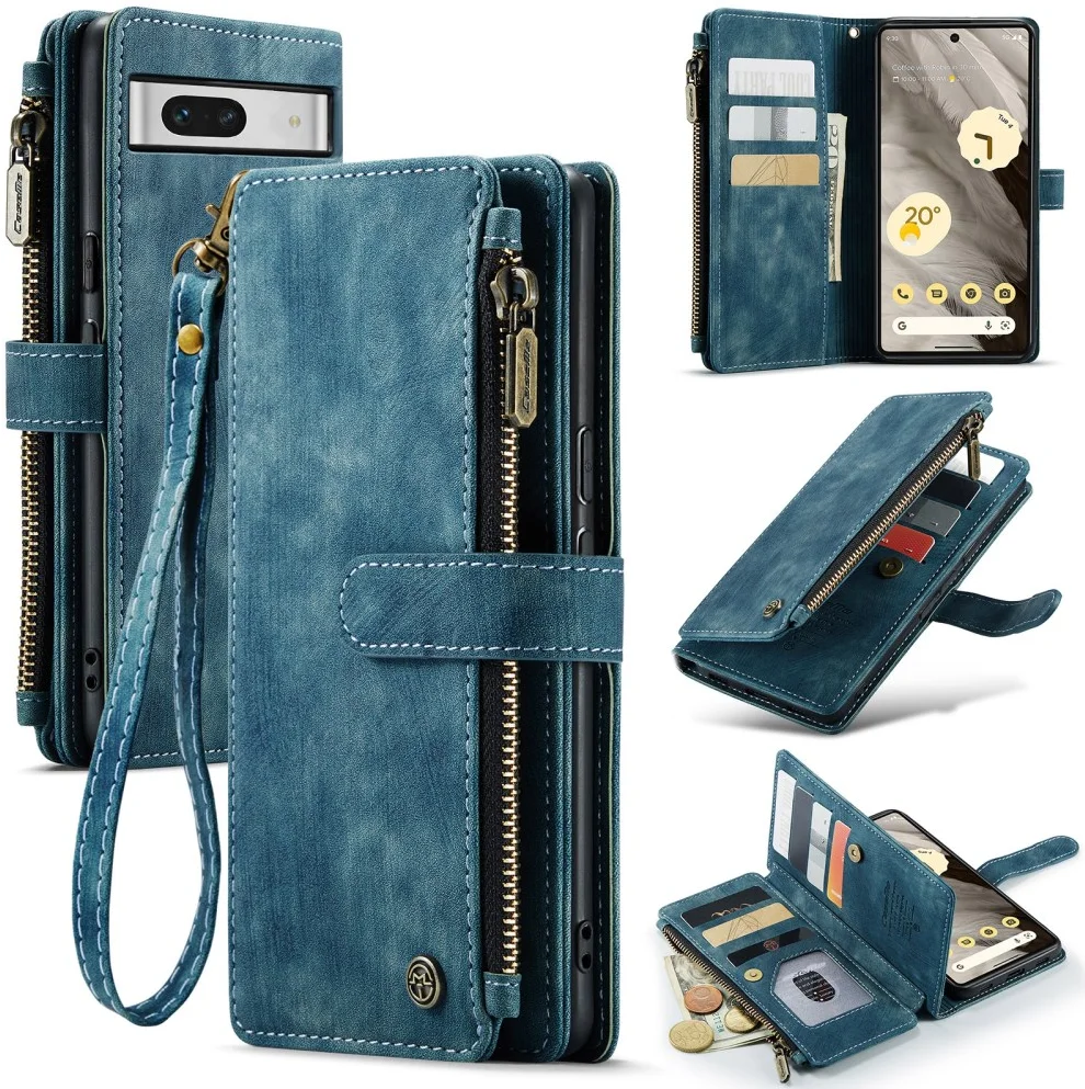 CaseMe C30 Google Pixel 7a Hoesje Pasjeshouder Book Case Blauw afbeelding 12
