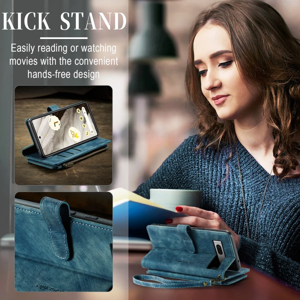 CaseMe C30 Google Pixel 7a Hoesje Pasjeshouder Book Case Blauw afbeelding 6
