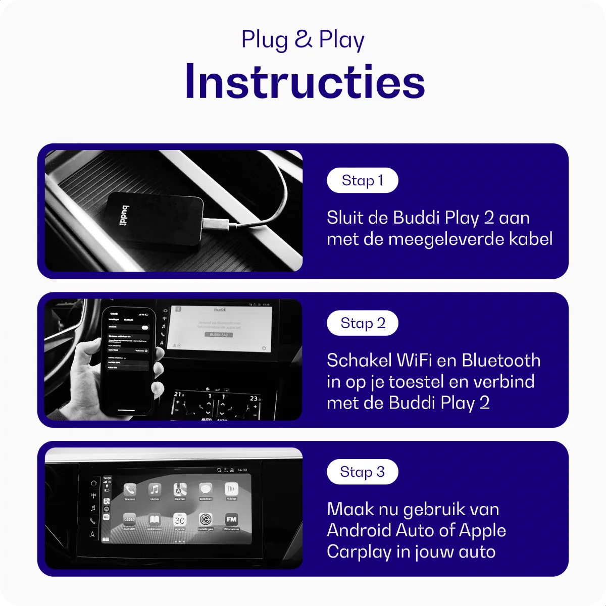 Buddi Play 2 Bluetooth Adapter Apple Carplay & Android Auto afbeelding 8
