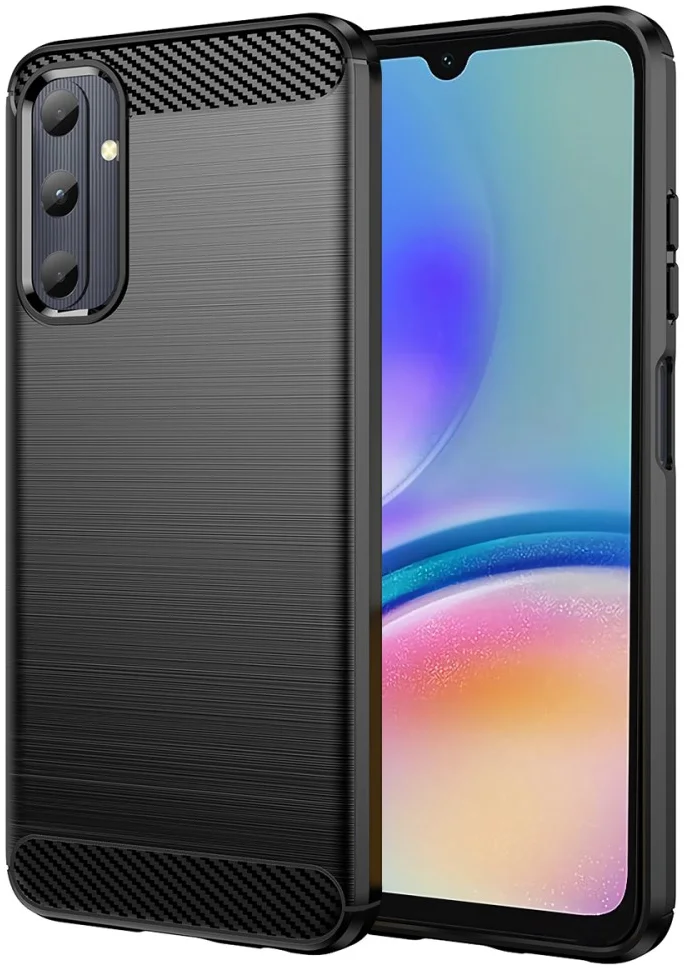 Samsung Galaxy A05S Hoesje Geborsteld TPU Flexibele Back Cover Zwart afbeelding 1