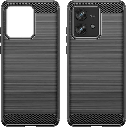 Motorola Edge 40 Neo Hoesje Geborsteld TPU Flexibele Back Cover Zwart afbeelding 2