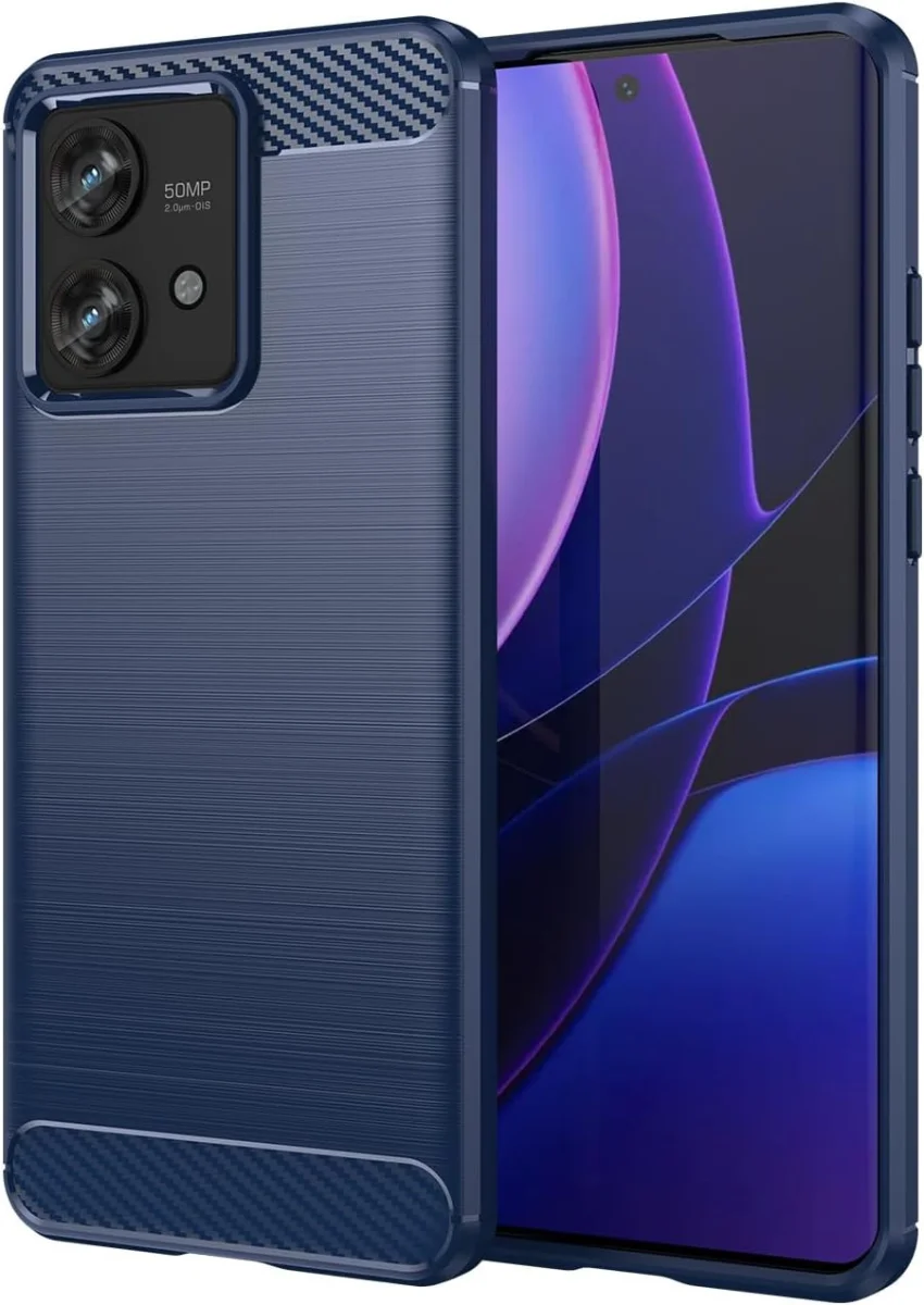 Motorola Edge 40 Neo Hoesje Geborsteld TPU Flexibele Back Cover Blauw afbeelding 1