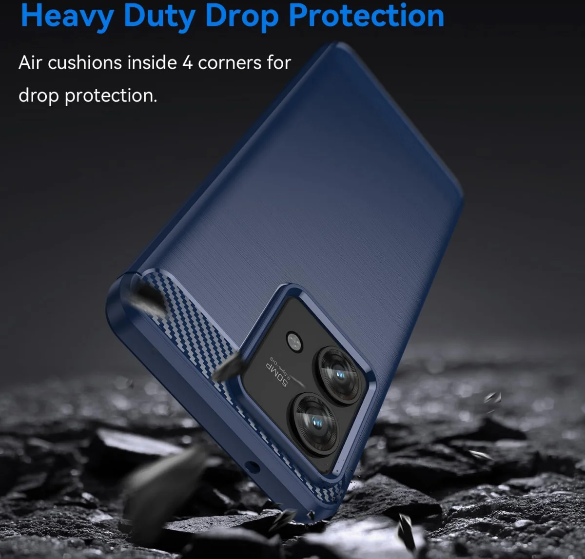 Motorola Edge 40 Neo Hoesje Geborsteld TPU Flexibele Back Cover Blauw afbeelding 4