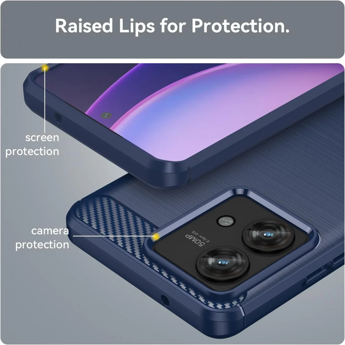 Motorola Edge 40 Neo Hoesje Geborsteld TPU Flexibele Back Cover Blauw afbeelding 6
