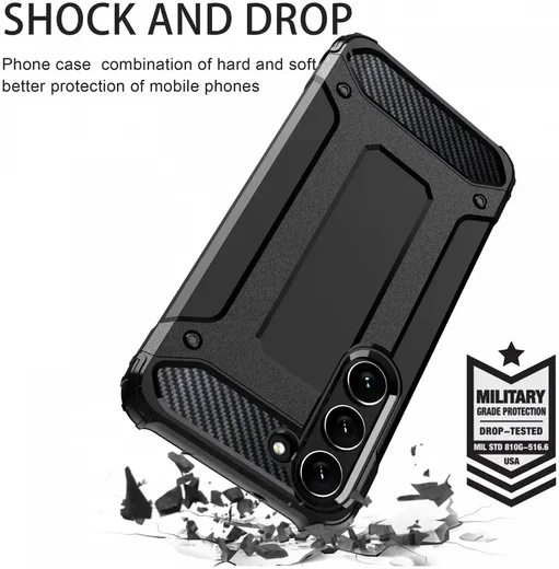 Samsung Galaxy A05S Hoesje Shock Proof Hybride Back Cover Zwart afbeelding 2