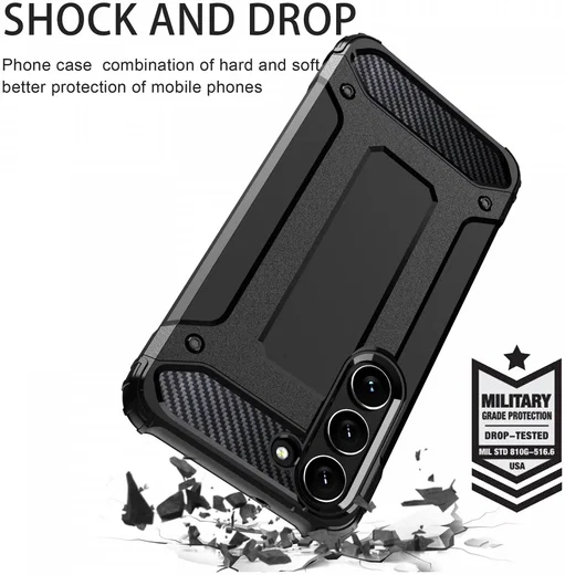 Samsung Galaxy S23 FE Hoesje Shock Proof Hybride Back Cover Zwart afbeelding 2