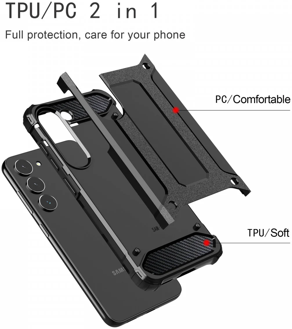 Samsung Galaxy S23 FE Hoesje Shock Proof Hybride Back Cover Blauw afbeelding 5