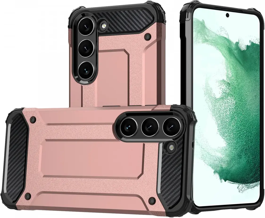 Samsung Galaxy S23 FE Hoesje Shock Proof Hybride Back Cover Roze Goud afbeelding 1