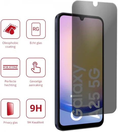 Rosso Samsung Galaxy A25 9H Tempered Glass Screen Protector Privacy afbeelding 2