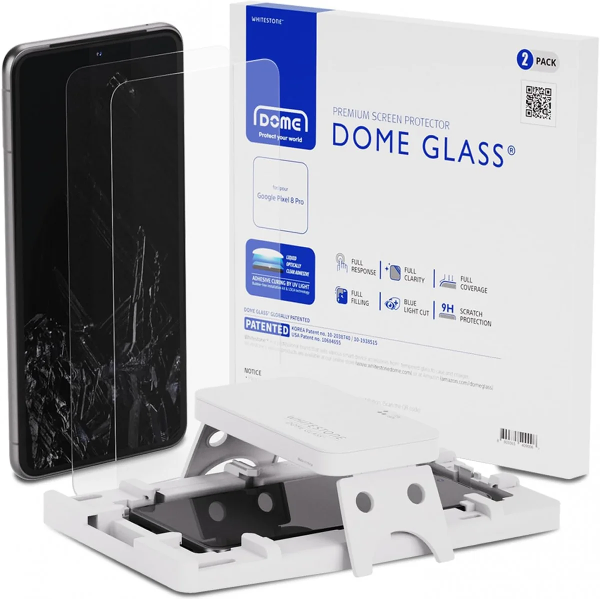Whitestone Dome Glass Google Pixel 8 Pro Screen Protector 2-Pack afbeelding 1