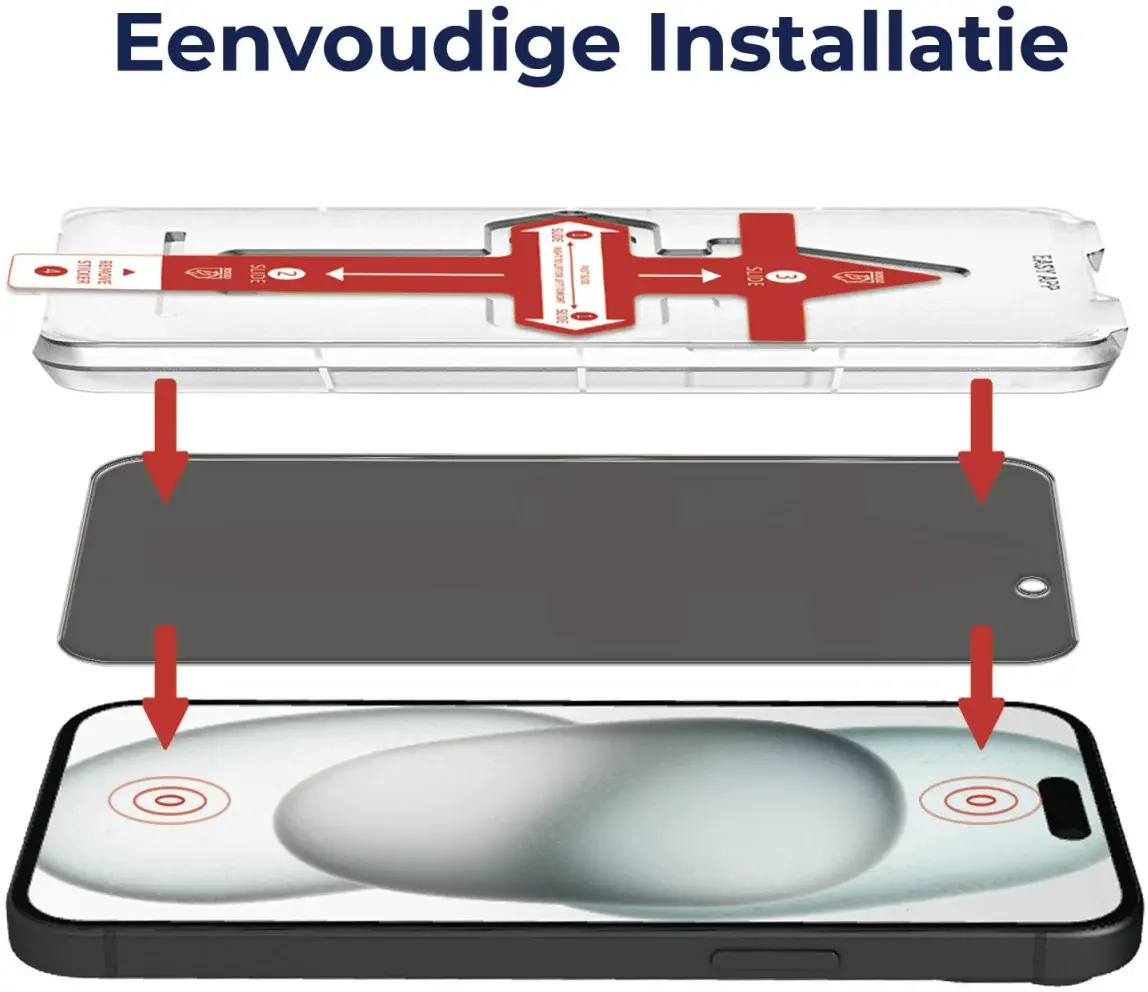 Rosso Apple iPhone 15 Plus Privacy Glass met Installatietray afbeelding 2