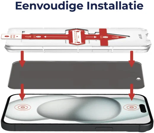 Rosso Apple iPhone 15 Plus Privacy Glass met Installatietray afbeelding 2
