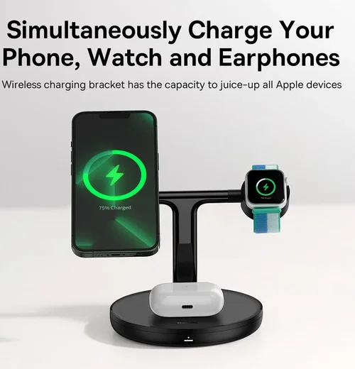 Baseus 3-in-1 Station 20W Draadloze Oplader iPhone/AirPods/Watch Zwart afbeelding 4