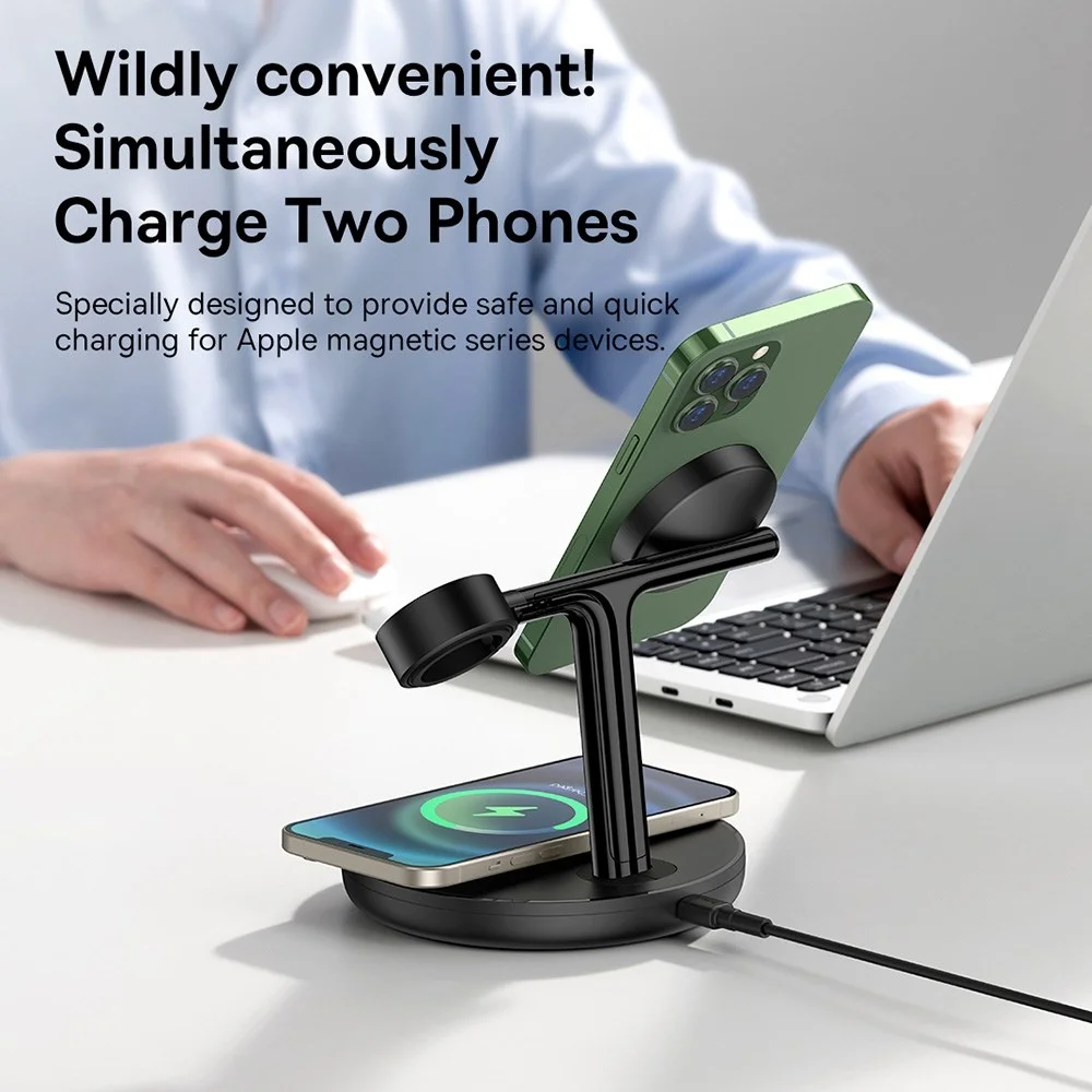 Baseus 3-in-1 Station 20W Draadloze Oplader iPhone/AirPods/Watch Zwart afbeelding 6