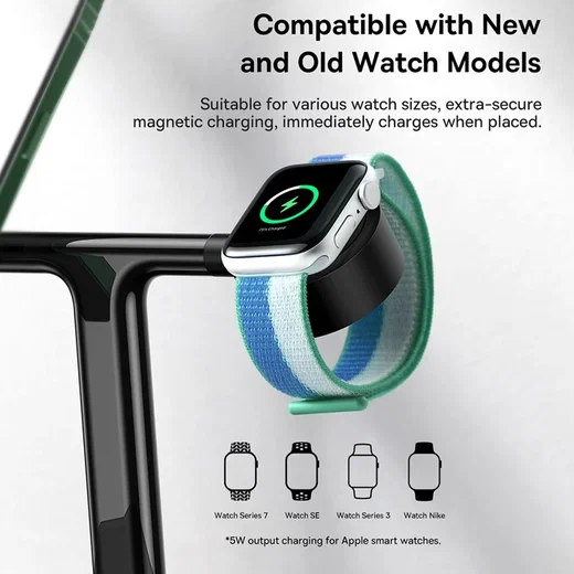 Baseus 3-in-1 Station 20W Draadloze Oplader iPhone/AirPods/Watch Zwart afbeelding 7