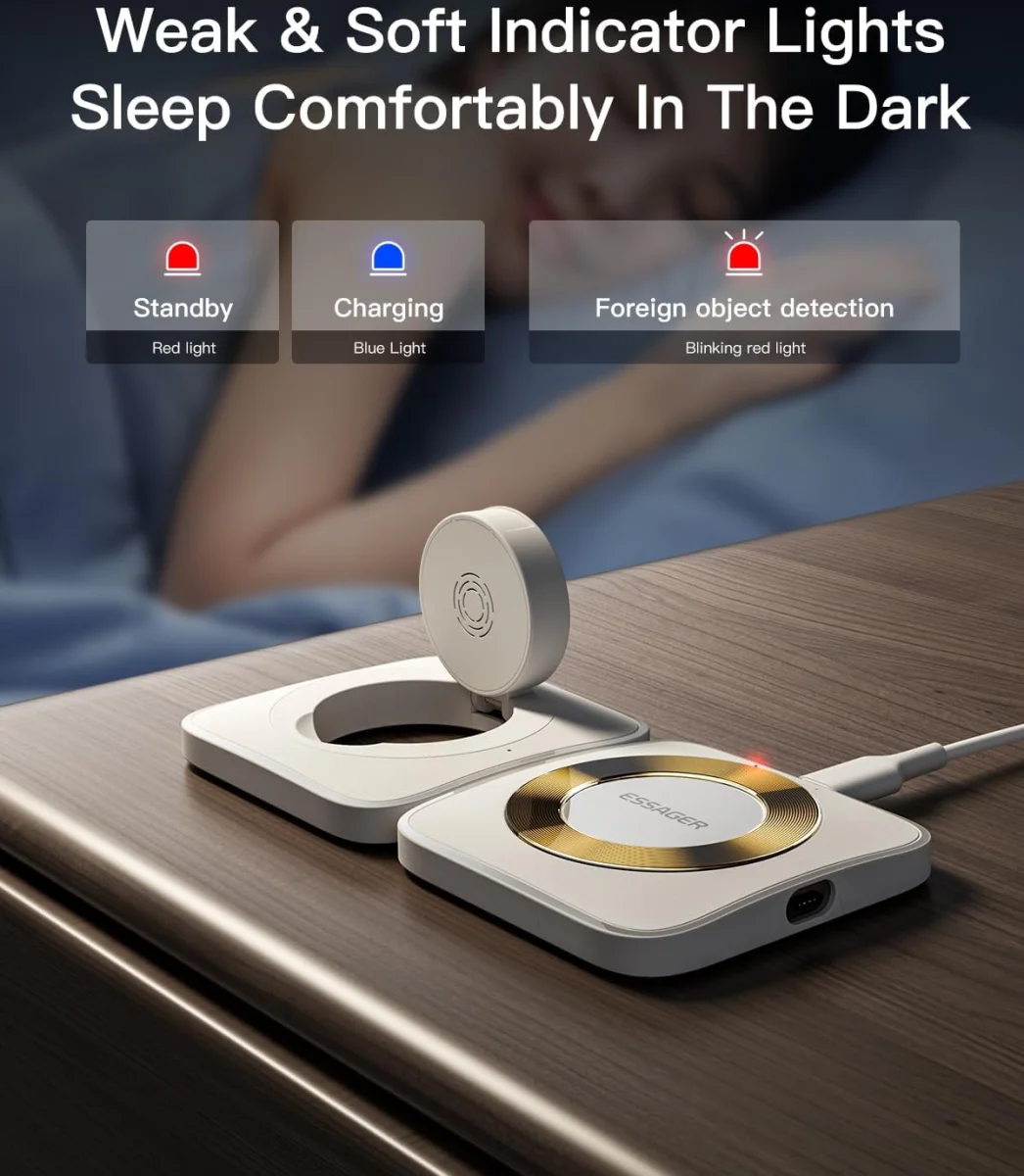 Essager 15W Opvouwbare MagSafe Lader iPhone en Apple Watch Wit afbeelding 4