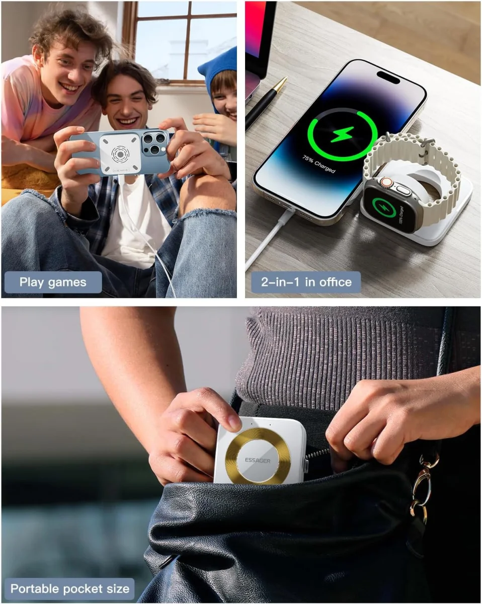 Essager 15W Opvouwbare MagSafe Lader iPhone en Apple Watch Wit afbeelding 5