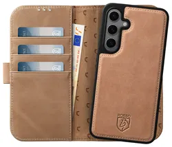 Rosso Elite Samsung Galaxy S24 Hoesje MagSafe Leer Lichtbruin afbeelding