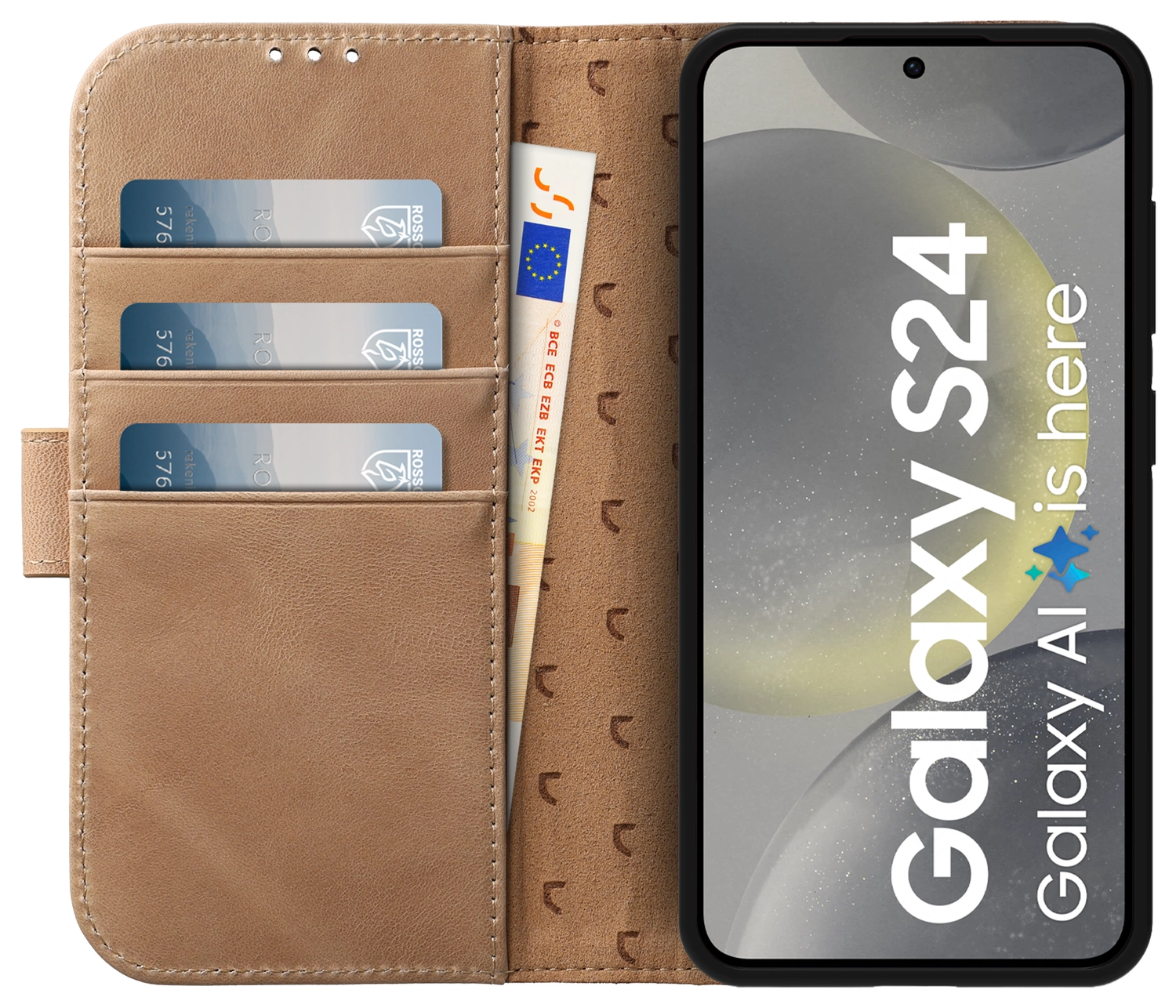 Rosso Elite Samsung Galaxy S24 Plus Hoesje MagSafe Leer Lichtbruin afbeelding 2