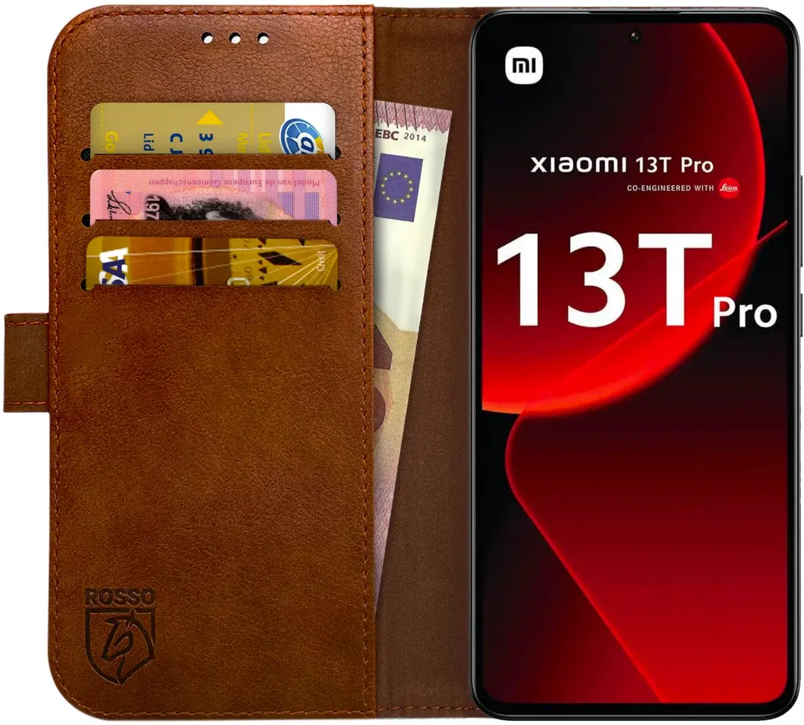 Rosso Element Xiaomi 13T / 13T Pro Hoesje Book Case Wallet Bruin afbeelding 1