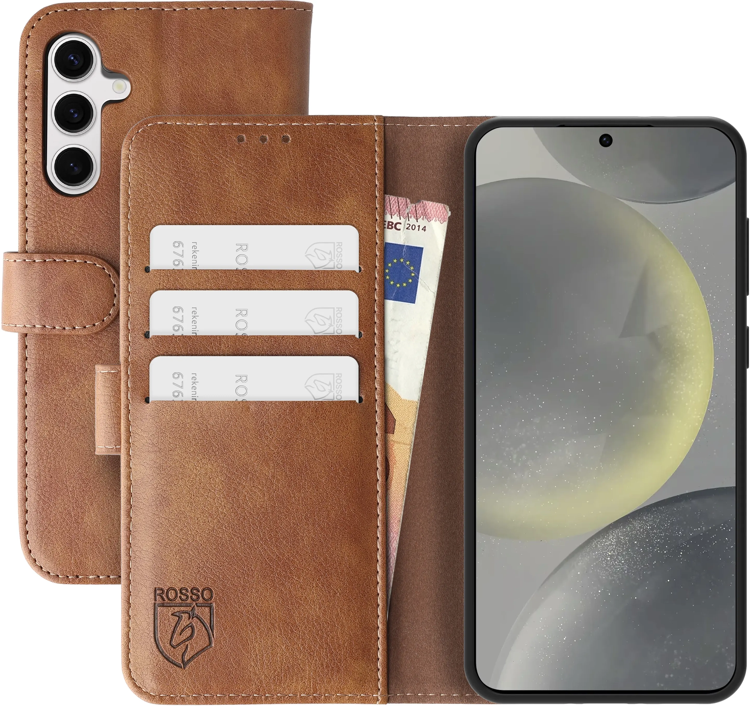 Rosso Element Samsung Galaxy S24 Hoesje Book Case Wallet Bruin afbeelding 1