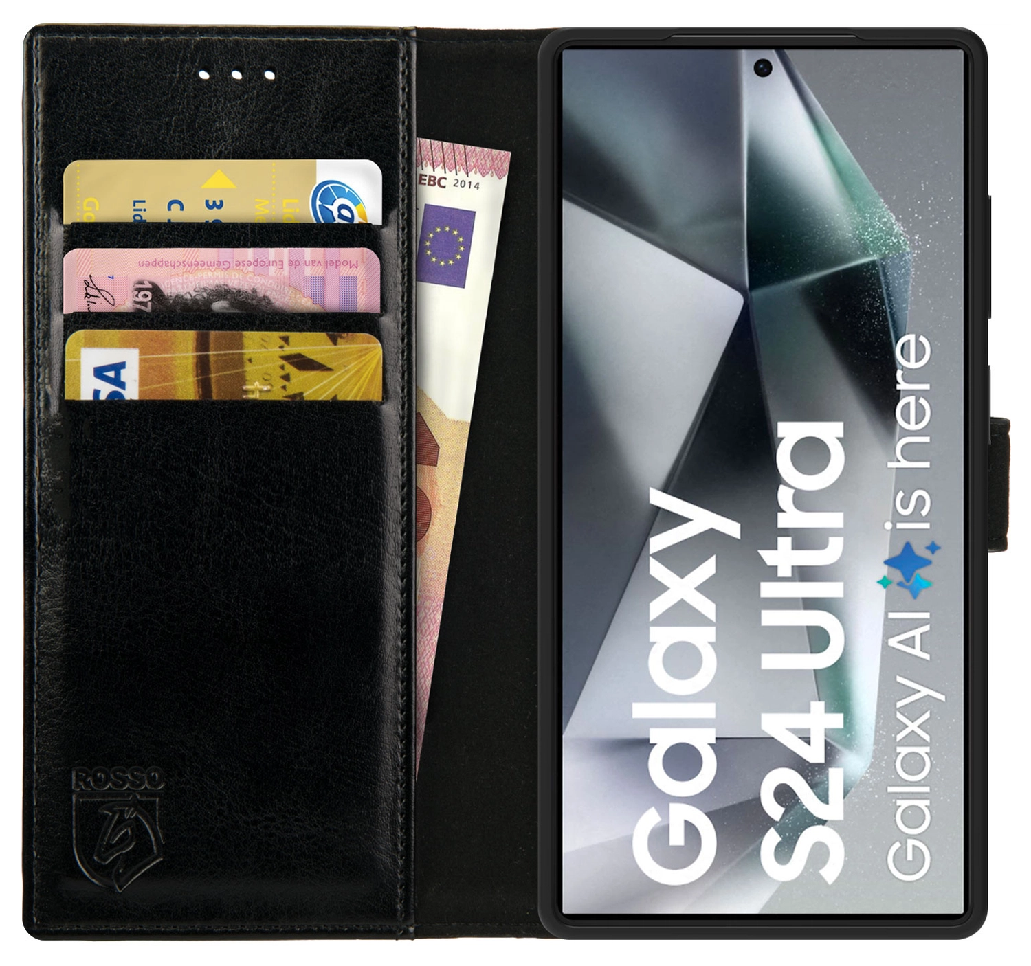 Rosso Element Samsung Galaxy S24 Ultra Hoesje Book Case Wallet Zwart afbeelding 1