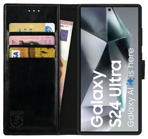 Rosso Element Samsung Galaxy S24 Ultra Hoesje Book Case Wallet Zwart afbeelding 1